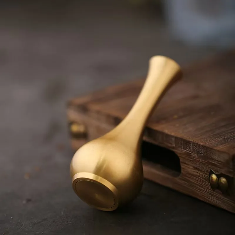 Chinese Style Creative Copper Small Vases Ornament, Home Living Room Desktop Decoration, Solid Color, Metal Brass Mini Vase, 1Pc