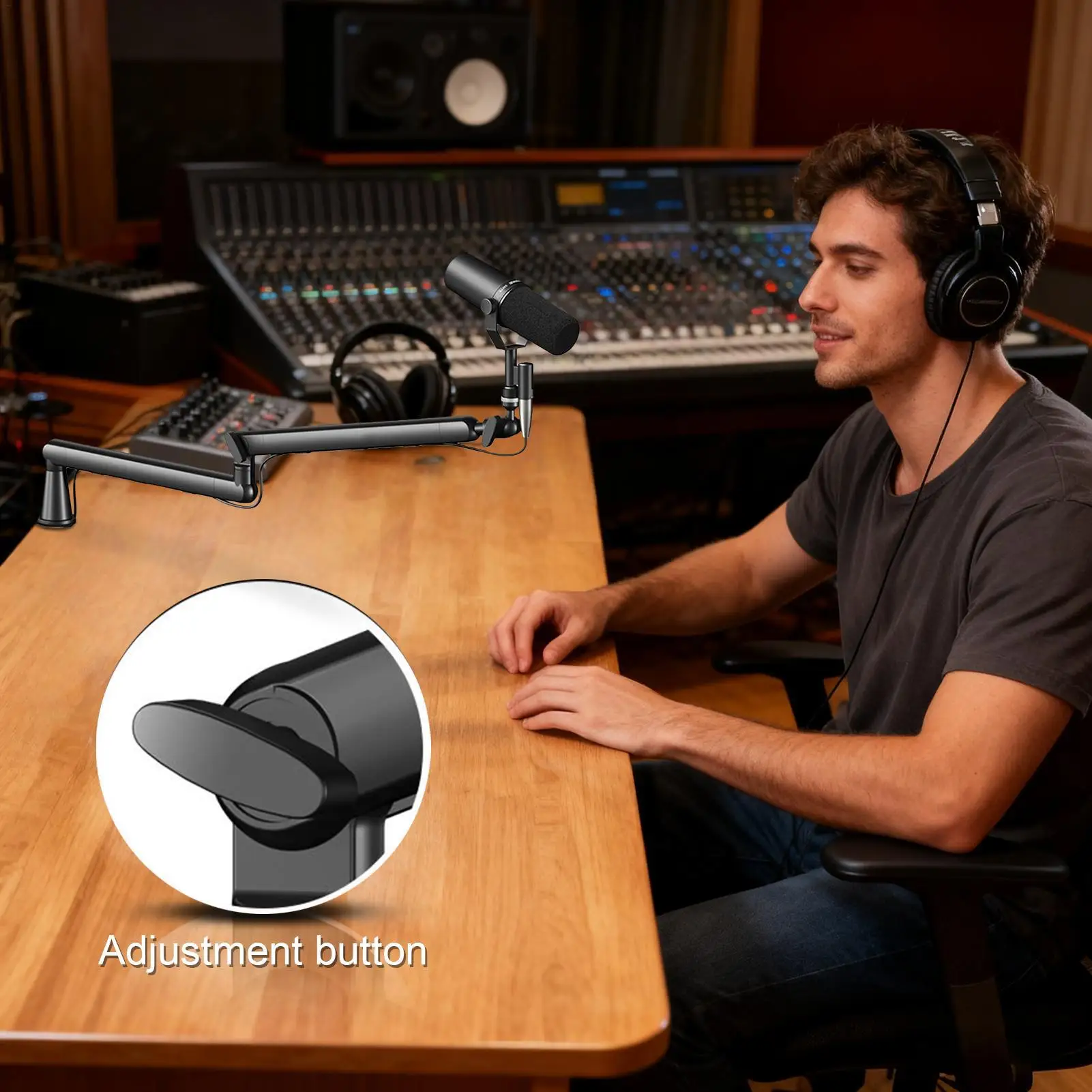 Microphone Boom Arm 360 Degree Rotating Supports Boom Microphone Arm For Singing Studio Music Computer Desktop Content