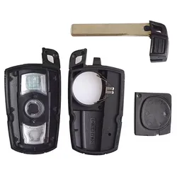 Premium Car Remote Key Shell Replacement - 3 Button Smart Key Case (With Battery holder)