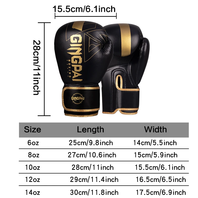 Boxing Gloves 8 12 14oz PU Leather Muay Thai Sanda Free Fight MMA Kick Boxing Training Men Women Kids