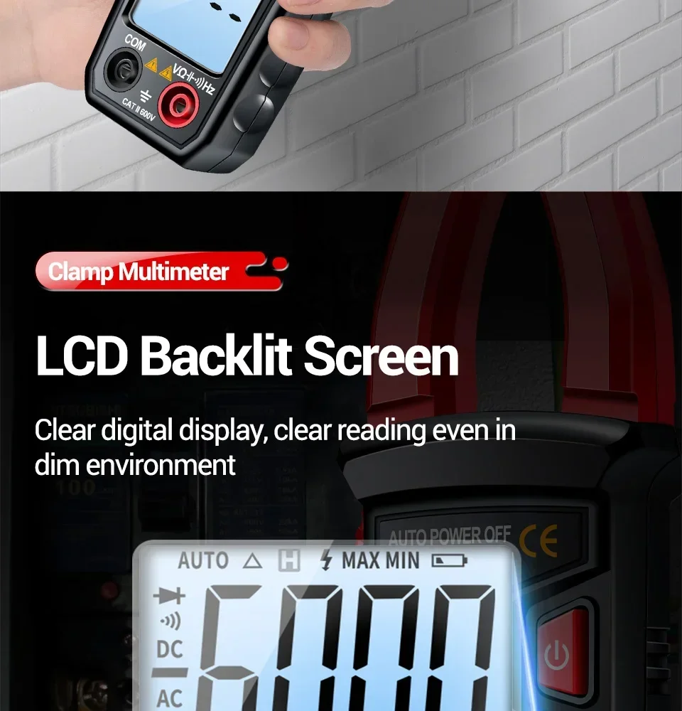 ANENG ST183 Digitales Zangenmessgerät 6000 Anzeigen True RMS Multimeter AC/DC Spannungsprüfer 600A Amperemeter Zange NCV Ohm Kapazität Hz – Detail 9