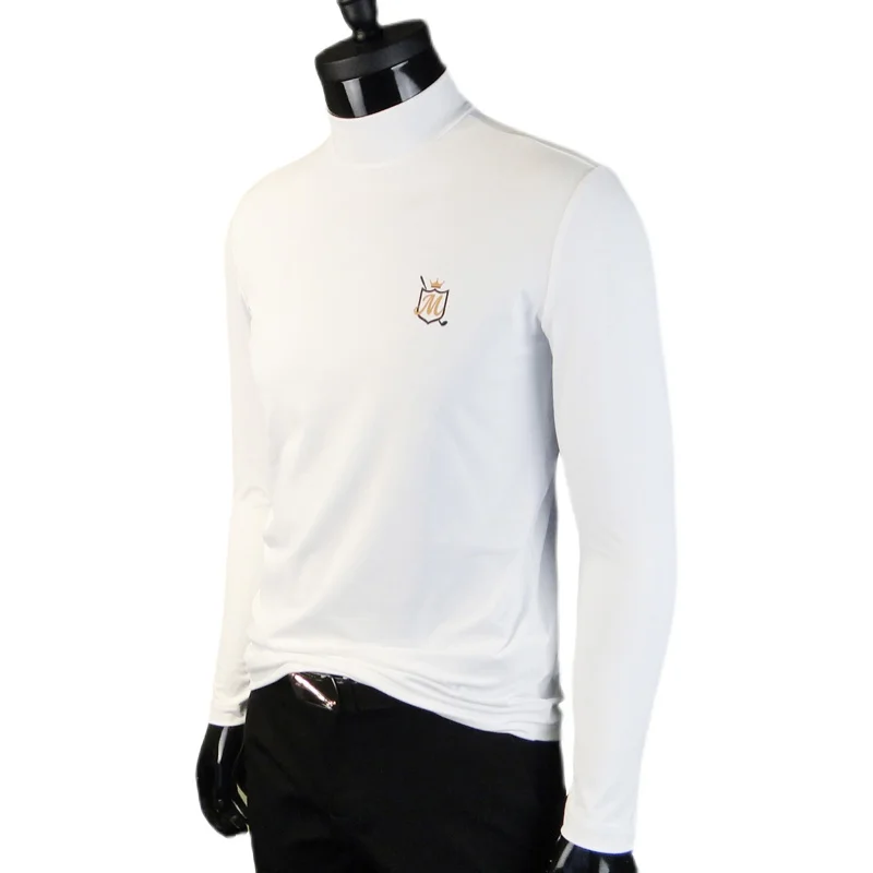 Men's Golf Half-High Collar T-shirt, Thick Bottoming Shirt, Long Sleeve, Spring and Autumn