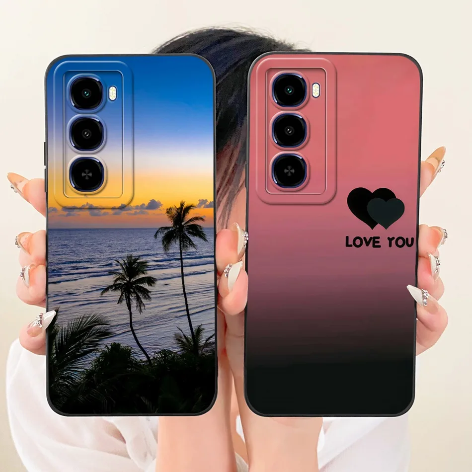 Fashion Dusk Beach Painting Soft Silicone Shockproof Phone Case with Bumpers