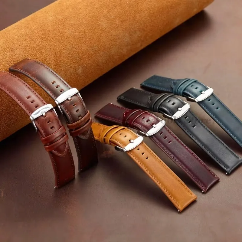Vintage Cowhide Genuine Leather Quick Release Watch Strap Bracelet