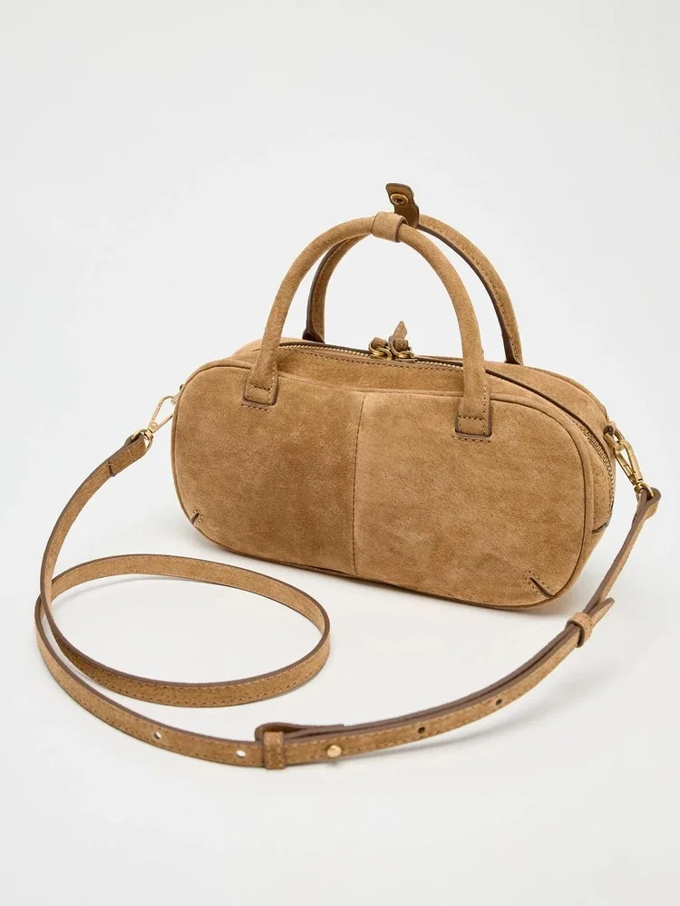 2026 Autumn/Winter New Vintage Frosted Boston Pillow Bag Versatile Handheld Single Shoulder Slant Cross Small Square Ba