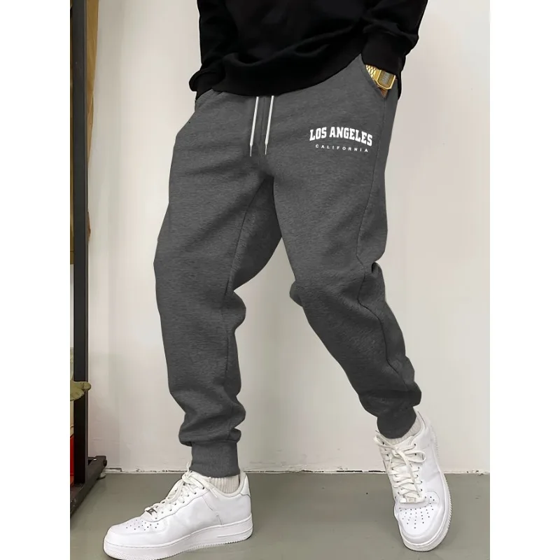 Los Angeles printed men's casual sweatpants, comfortable fall and winter sweatpants, winter casual outdoor jogging pants 4