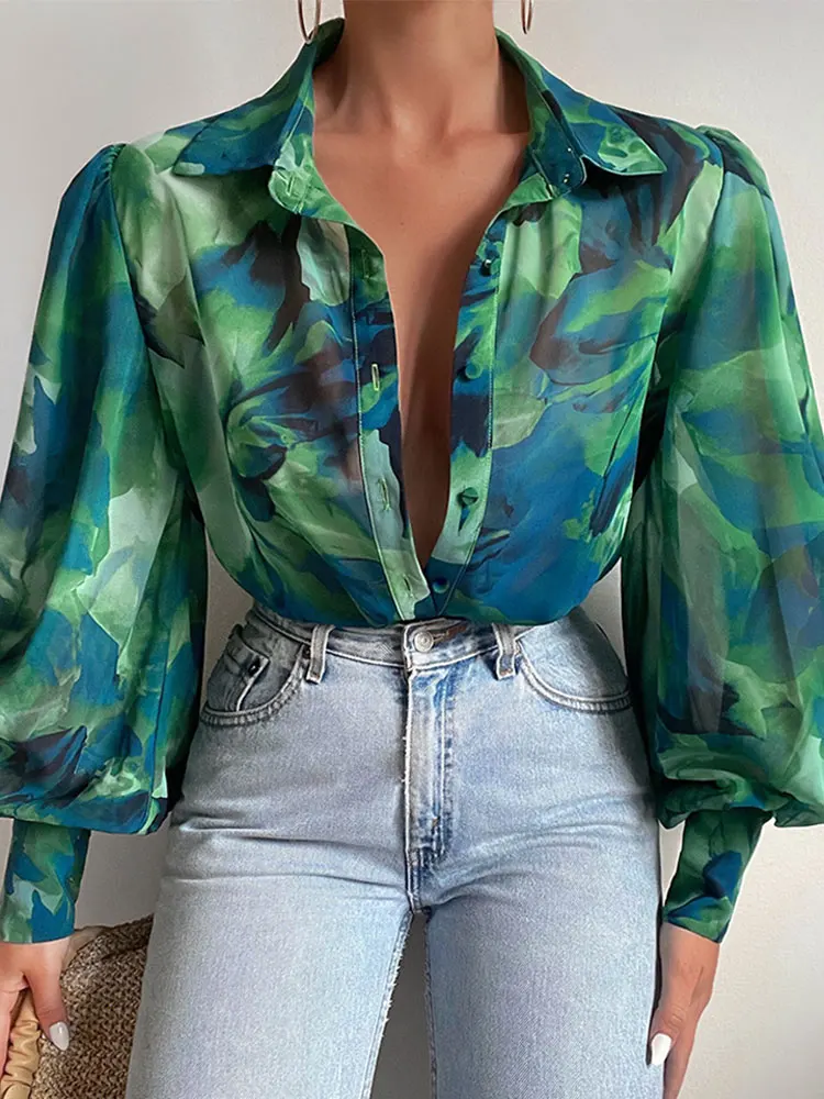 Bat Long Sleeve Print Loose Shirt Women Vintage Elegant Casual Women  Blouses Fashion O Neck Floral Shirts Female Clothing 21897 - Women Blouse -  AliExpress