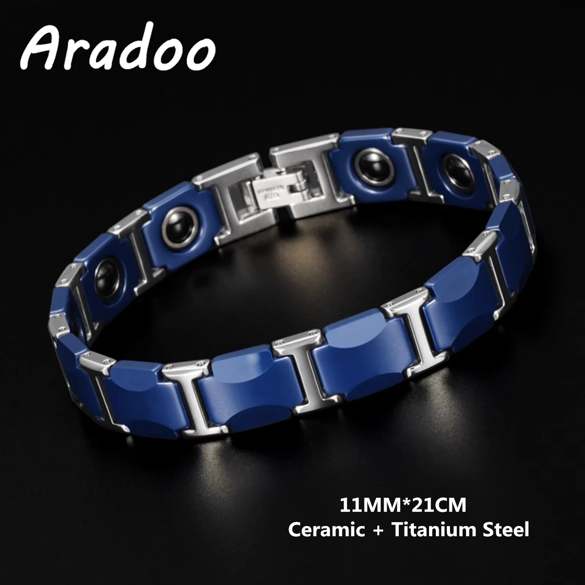 Titanium Steel & Ceramic Magnetic Hematite Sport Bracelet