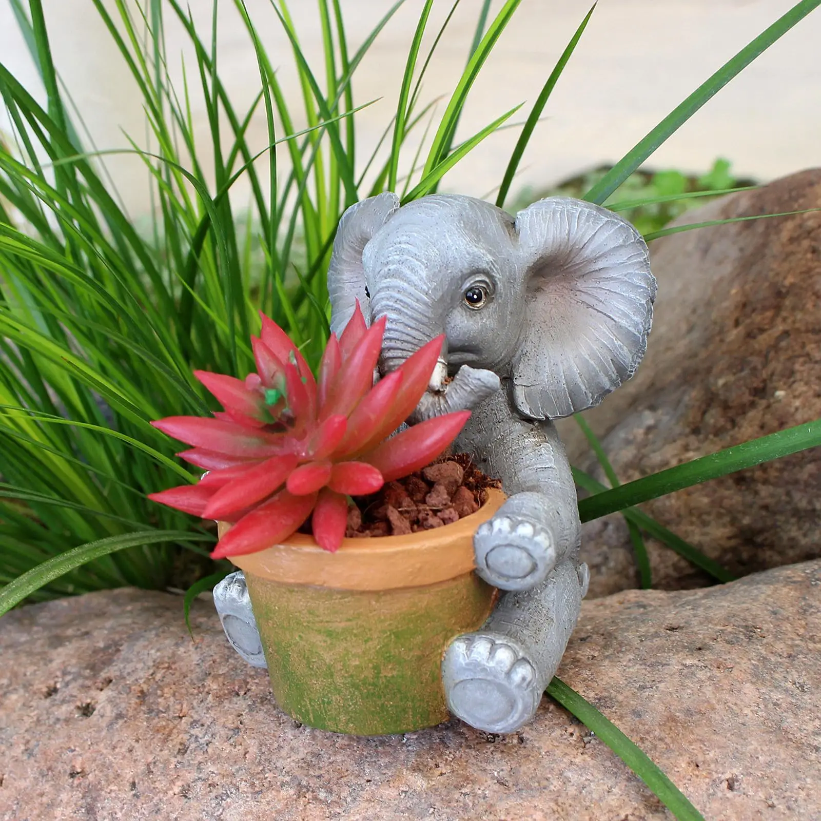 https://ae01.alicdn.com/kf/S07538f3b478845619f560a0cece23fd5S.jpg Garden Elephant Statue Planter Plant Pot for Porch Office Indoor/Outdoor