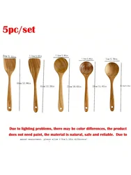 Teak Wooden Cooking Utensils Set with Holder (5pcs)