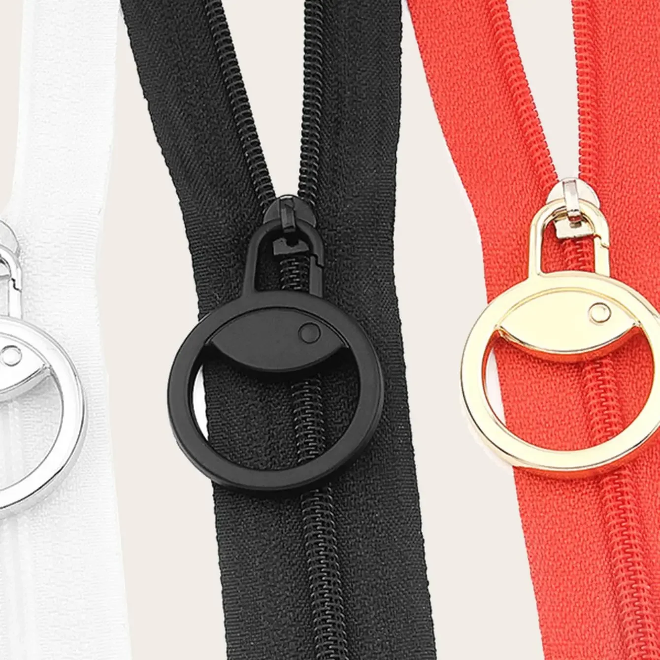 1pc-detachable zipper-easy to install, no tools required, metal small hole design with random colors