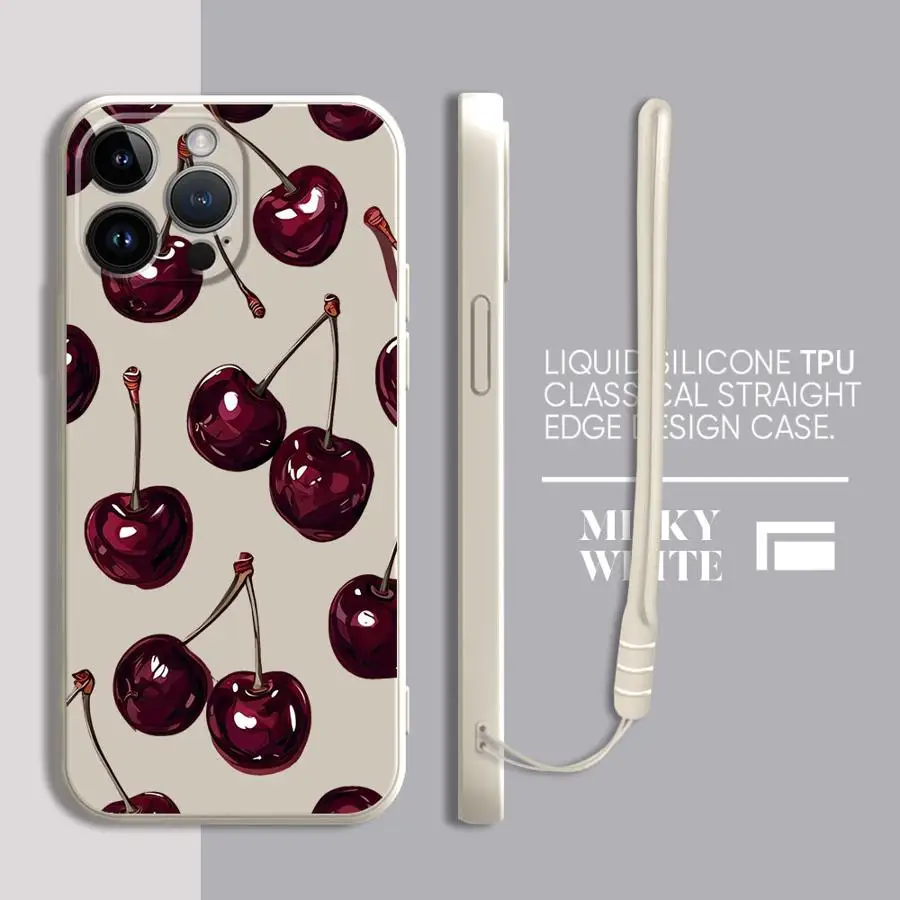 Charming Cherry Pattern Soft Cover Phone Case