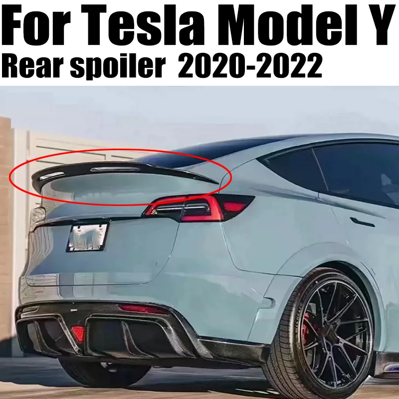 

For Tesla Model Y Rear Spoiler Trunk Lip Carbon f Material Wing Spoiler Car Styling Rear Trunk Spoiler Accessories2020 2021 2022