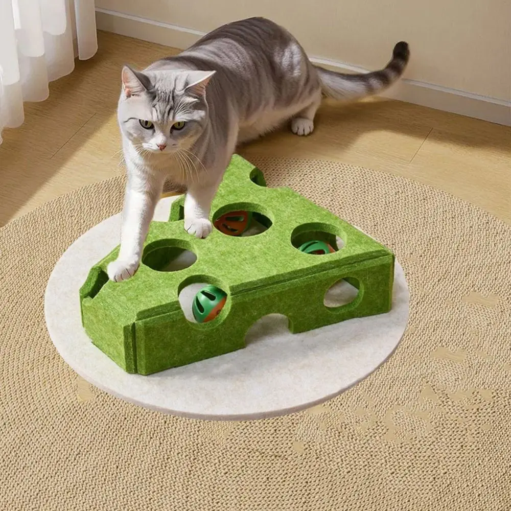 Felt Cat Puzzle Toy Interactive Scratch Resistant Cat Claw Grinding Toys with Ball Hollow Teasing Cat Box - PeticaDeals