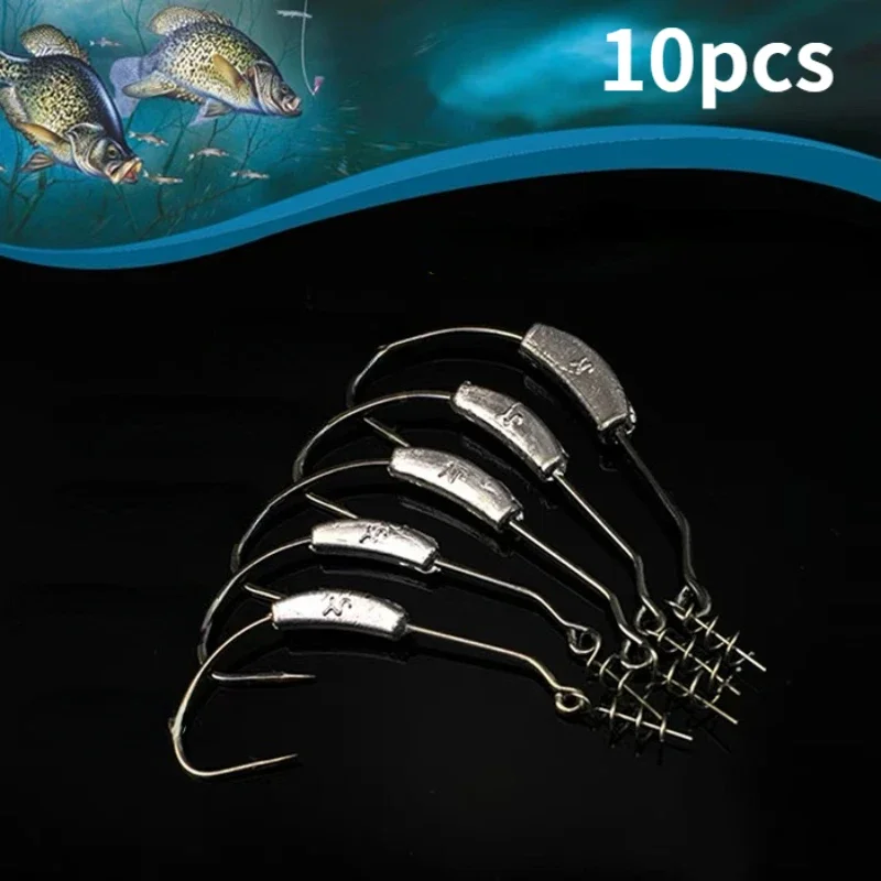 

YUSUPKOO 10pcs Swimbait Weighted Hooks Twistlock Silver Jig Head Fishing Hooks Soft Lures Fishing Hook Worm Saltwater Freshwater