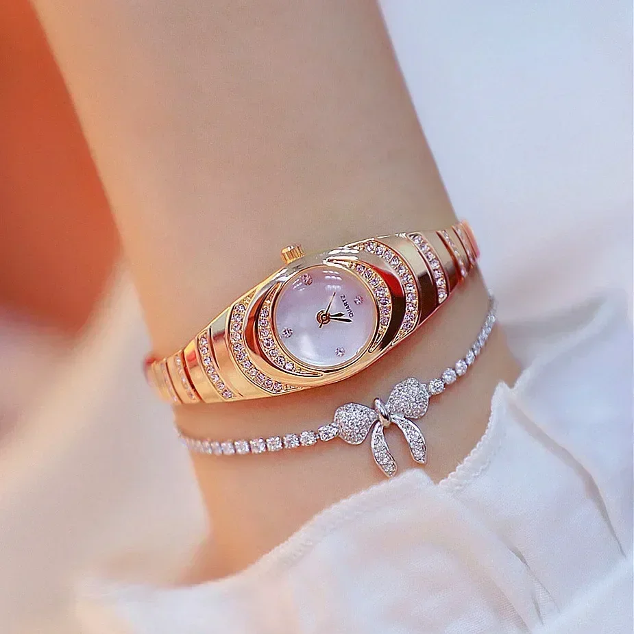 Ladies Quartz Wrist Watches Dress Watch Women Crystal Diamond Watches Gold Silver Clock Women Montre Femme