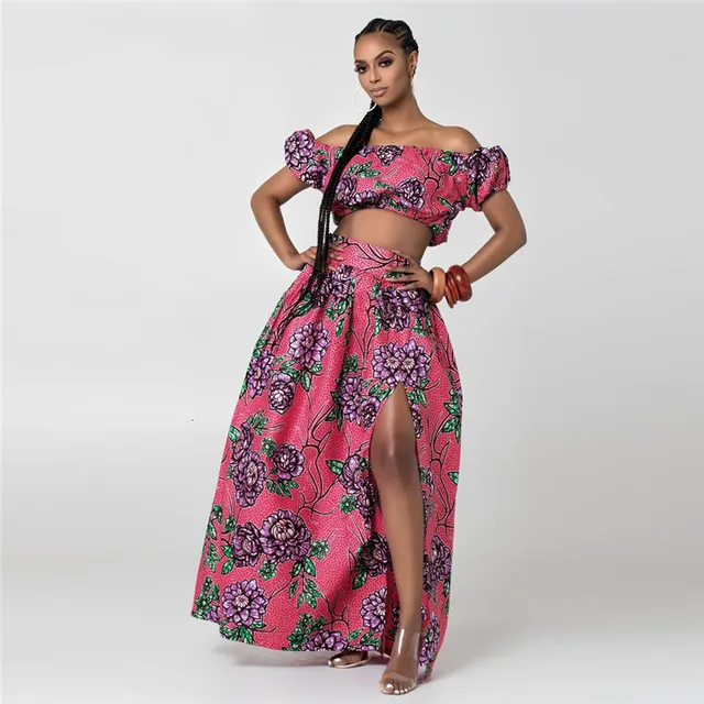 Osas Print Shoulder Off Crop Top and Skirt - Image 3