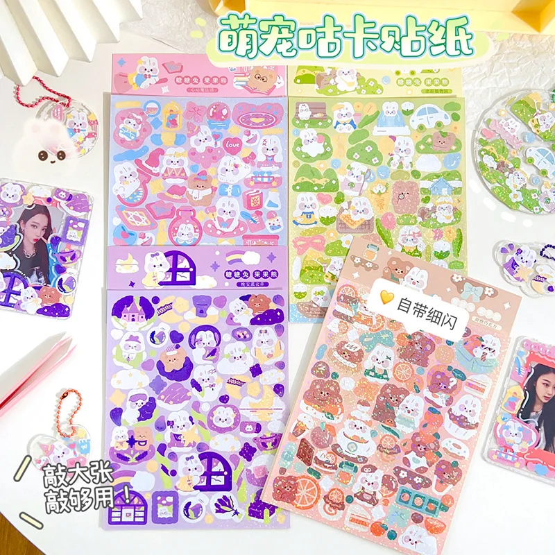 

36 pcs/lot Kawaii Rabbit Bear Stickers Cute Decorative Stationery Sticker Scrapbooking DIY Diary Wholesale