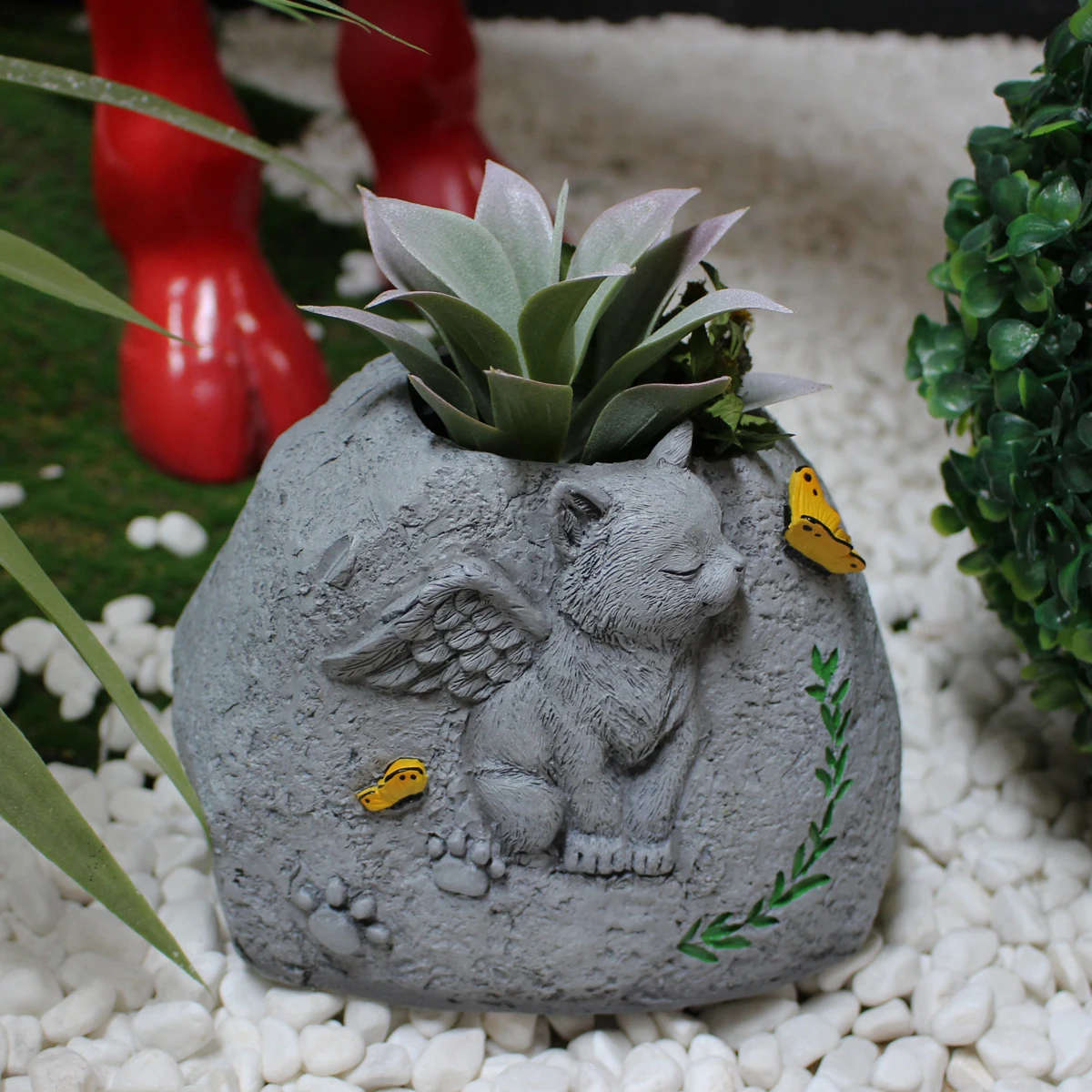 1 cat flowerpot monument, cat loss monument, ashes urn, suitable for lovers
