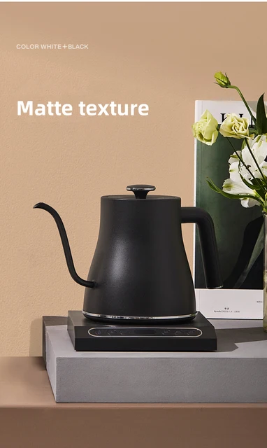 Electric Goose Neck Kettle, Coffee Pot, Hot Water Boiler And Teapot With  1200w Strix Temperature Control, 800ml Capacity, 304 Stainless Steel  Material, Matte Texture, Suitable For Home Gathering, Office And Dormitory  Lps-1995