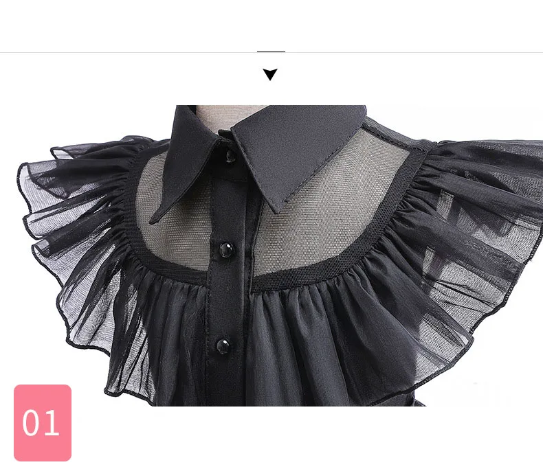 Mädchen Kleid Fantasia Wandinha Mittwoch Addams Familie Kostüm Mädchen Halloween Kleider Gothic Wind Vestidos Kinder Karneval Kleid – Detail 7