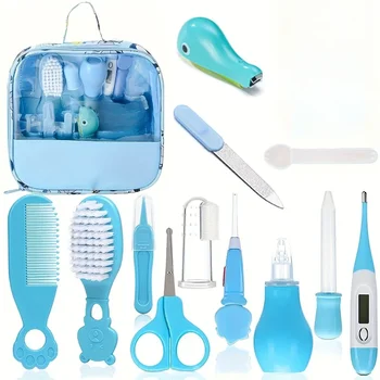 12 pezzi Kit per toelettatura e salute del bambino Set per la cura della sicurezza Set per la cura della salute della scuola materna del neonato con pettine per capelli, tagliaunghie, aspiratore