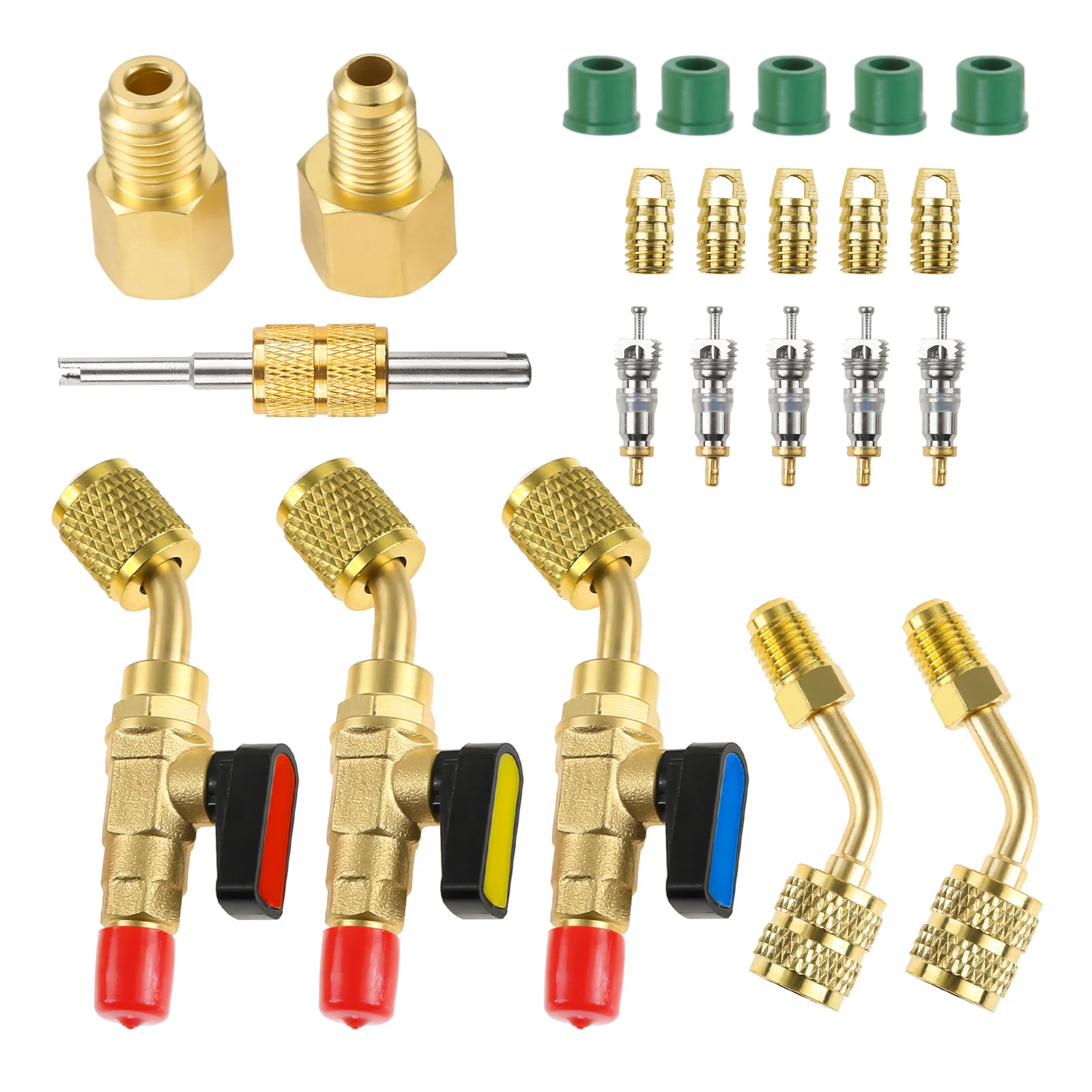 Valvola A Sfera Angolata Refrigerante Hvac Aria Condizionata 1/4 "Sae Per R410A R134A R12 R22 Con Adattatore R410A Da 5/16" Mini Sistema Split