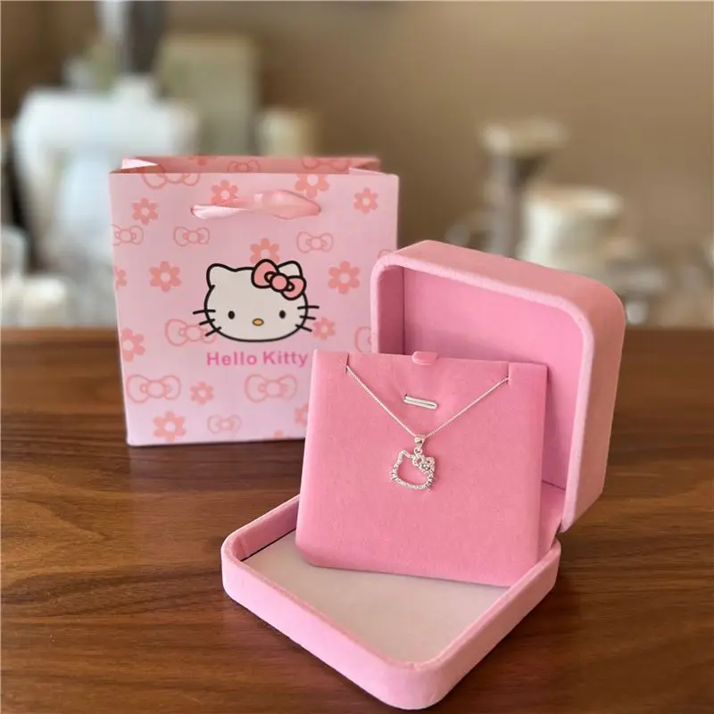 

Sanrio Hello Kitty Sterling Silver Necklace Female Sweet and Lovely Pendant Cute Cartoon Cat Collarbone Chain Silver Jewellery