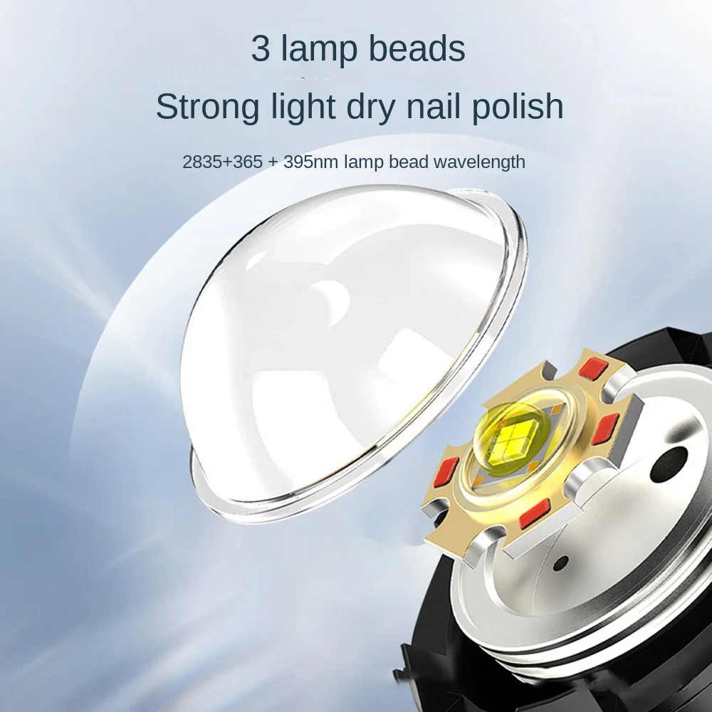 조절 가능한 휴대용 네일 드라이어 램프 귀여운 토끼 모양 3 LED 라이트 핸드헬드 UV LED 라이트 유연한 웨어러블 네일 드라이어 기계