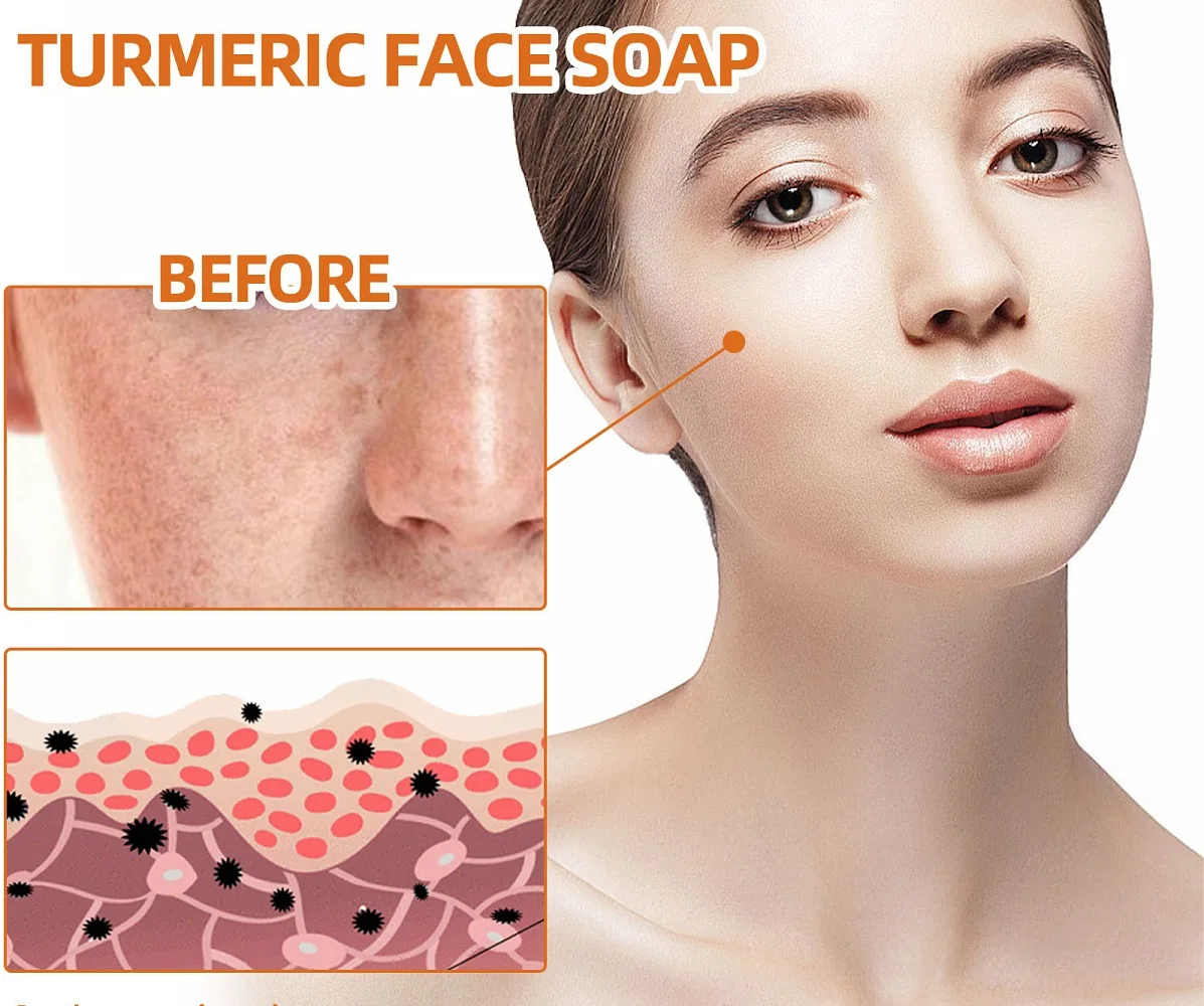 Turmeric Soap Facial Cleanser Turmeric Cleansing Soap Facial Repair Gentle Cleansing Moisturizing Moisture Non-Sticky Clear Products