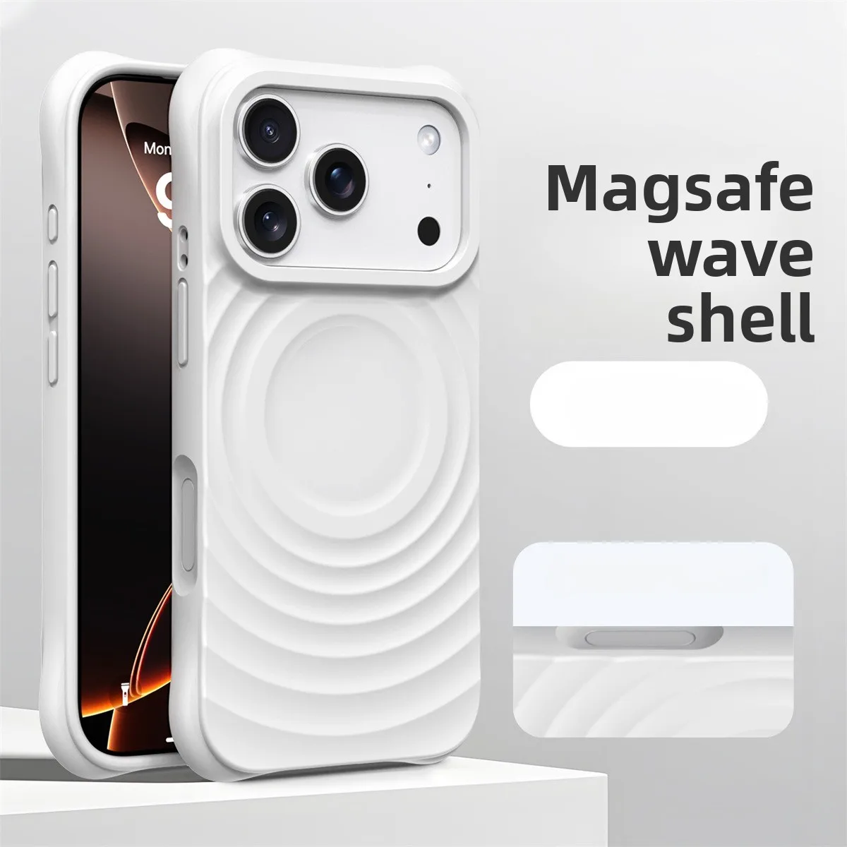 ตัวเลือกสินค้า เคส iPhone Air 17 16 15 14 Pro Max ลายคลื่นน้ำ ซิลิโคนนิ่ม ชาร์จไร้สาย MagSafe