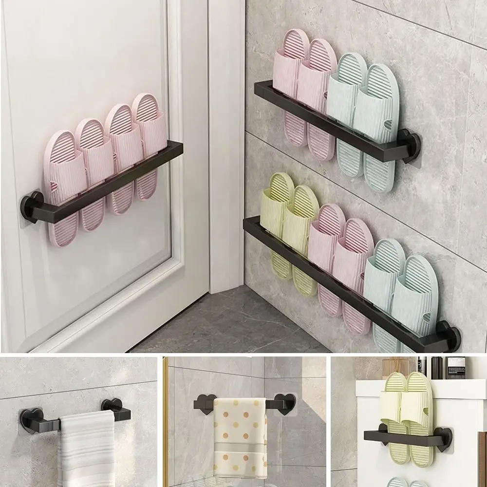 Fashion Slipper Rack Bathroom Wall-mounted Storage Shelf Portable Towel Hanging Holder Save Space Shoe Stand Rack