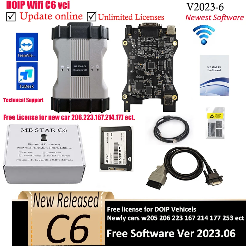 

New Release WIFI Mb Star C6 plus DOIP with V2023-9 Xentry Full Software Update Online Programming&Diagnostic VCI For M Benz Cars