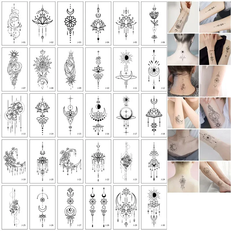 

30pcs/set Tatuajes Temporales Sexy Fake Tattoo for Woman Hands Arm Body Waterproof Temporary Tattoos Tatouage Temporaire Femme