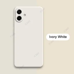 Luxury Candy Cellphone Case - Camera Protective Soft Fashion Square Liquid Silicone Armor Cover for Galaxy A07 4G (Ivory White)