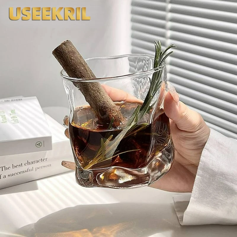 Edo Cut Bar Whiskey Glass Crumple Paper Bar Rock Cup Wine Cocktail Glasses Transparent Glass Wine