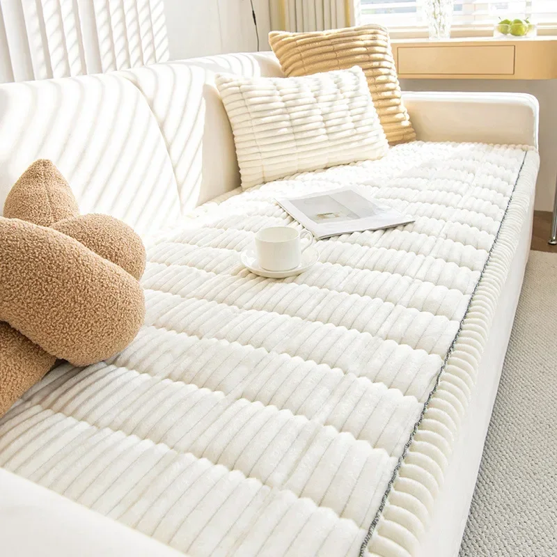 Sofa Mat Simple Modern Anti Slip Soft Plush Seat Cushion Comfortable Breathable Couch New Arrivalscorduroy  Dust Cover Cloth 2