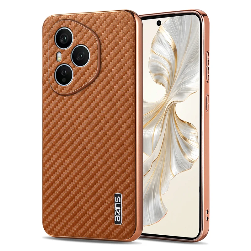 Luxury PU Plating Carbon Fiber Protective Back Cover Case