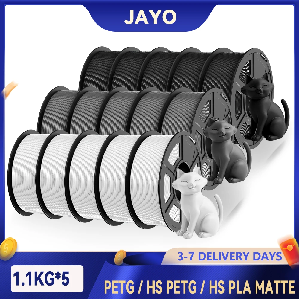 Jayo 3d petg/alta velocidade fosco petg/pla filamento de impressora clássica 1.75mm filamento de impressora 3d 5.5kg ordenadamente ferida petg para 3d