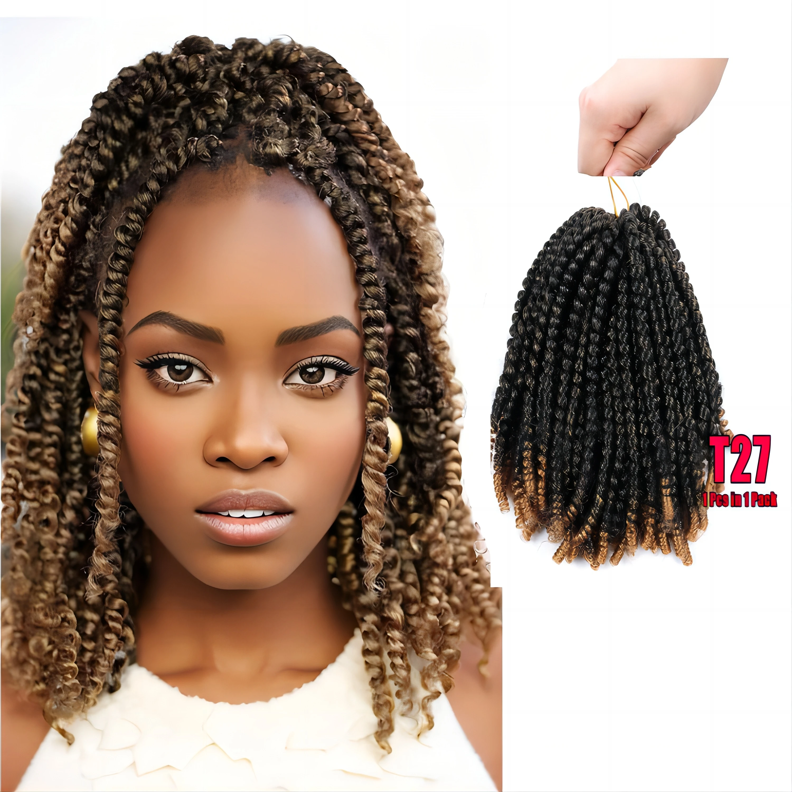 

8Inch Bomb Twist Hair Pre-Twisted Passion Twist Crochet Braids Short Curly Synthetic Spring Twist Braiding Hair Extensions