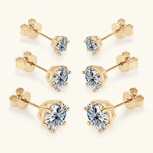 0.5-2ct Moissanite Diamond Stud Earrings 18K Yellow Gold Plated 925 Silver Wedding Earring for Women Men Luxury Jewelry with GRA - Image 4