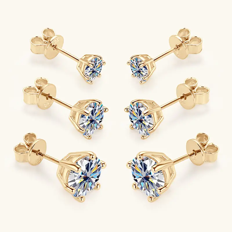0.5-2ct Moissanite Diamond Stud Earrings 18K Yellow Gold Plated 925 Silver Wedding Earring for Women Men Luxury Jewelry with GRA - Image 4
