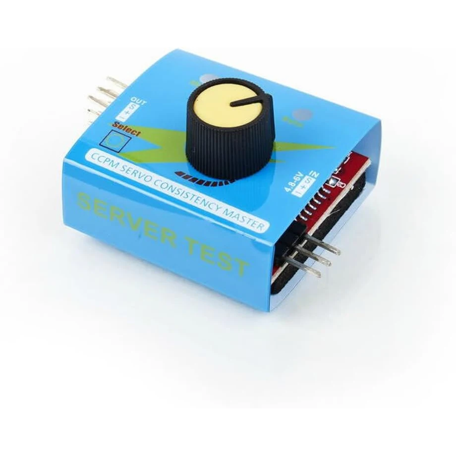 Testeur de servomoteur RC 3CH numérique connecté à un récepteur et un servo, avec le contrôleur de vitesse ECS visible.
