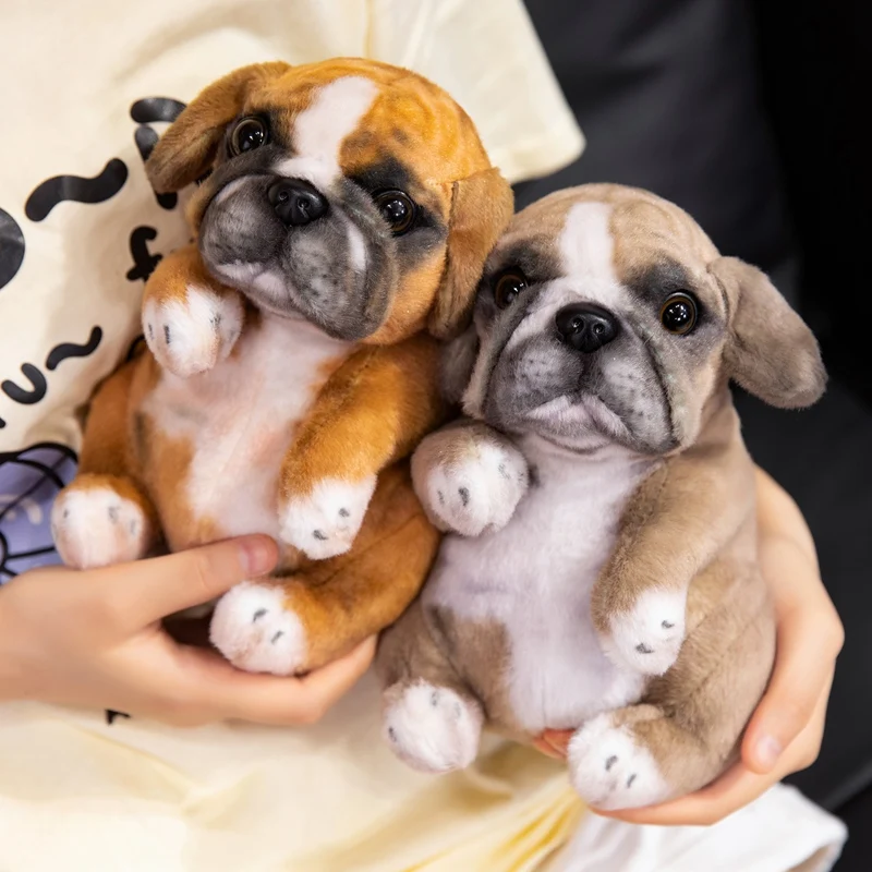 Realistic Sitting Poodle Pug Puppy Plush Toy Stuffed Doggy Cute Fluffy Pet for Room Decor Children's Birthday Gift