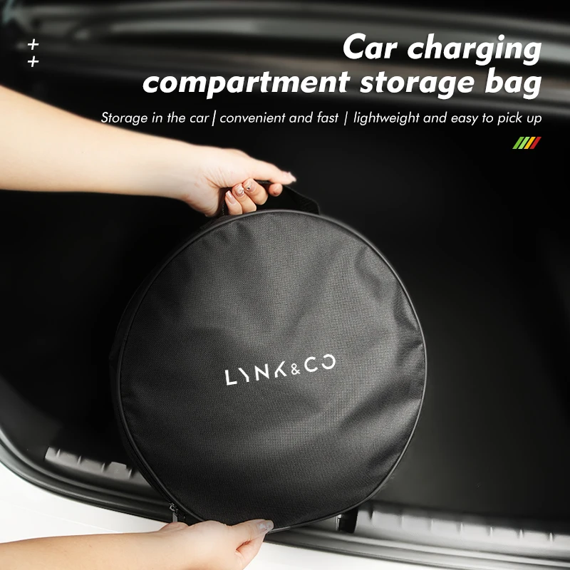 Car Charging Cable Storage Carry Bag Waterproof Container For LYNK&CO 01 Phev 02 03+ 05 06 09 PHEV 09 MHEV