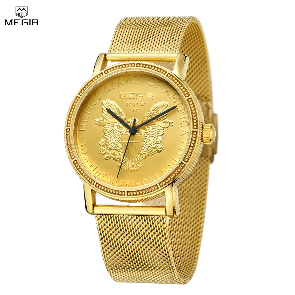 Luxus-Business-Uhr für Männer, Gold, Stahl, Mesh-Armband, Herren-Quarzuhr, wasserdicht, Armbanduhr 2032_voghion.com