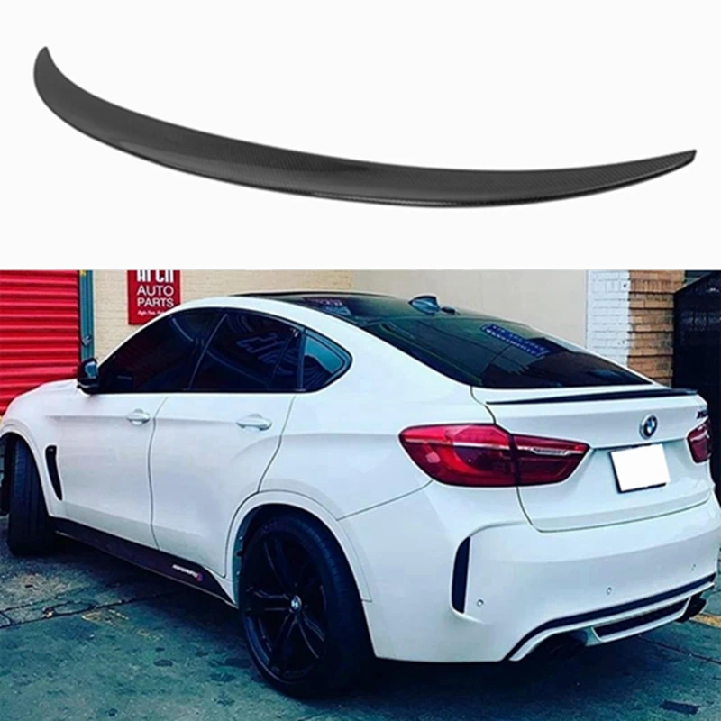 

For BMW X6 F16&X6M F86 P Style Carbon fiber Rear Spoiler Trunk wing 2014-2019 FRP glossy black Forged carbon