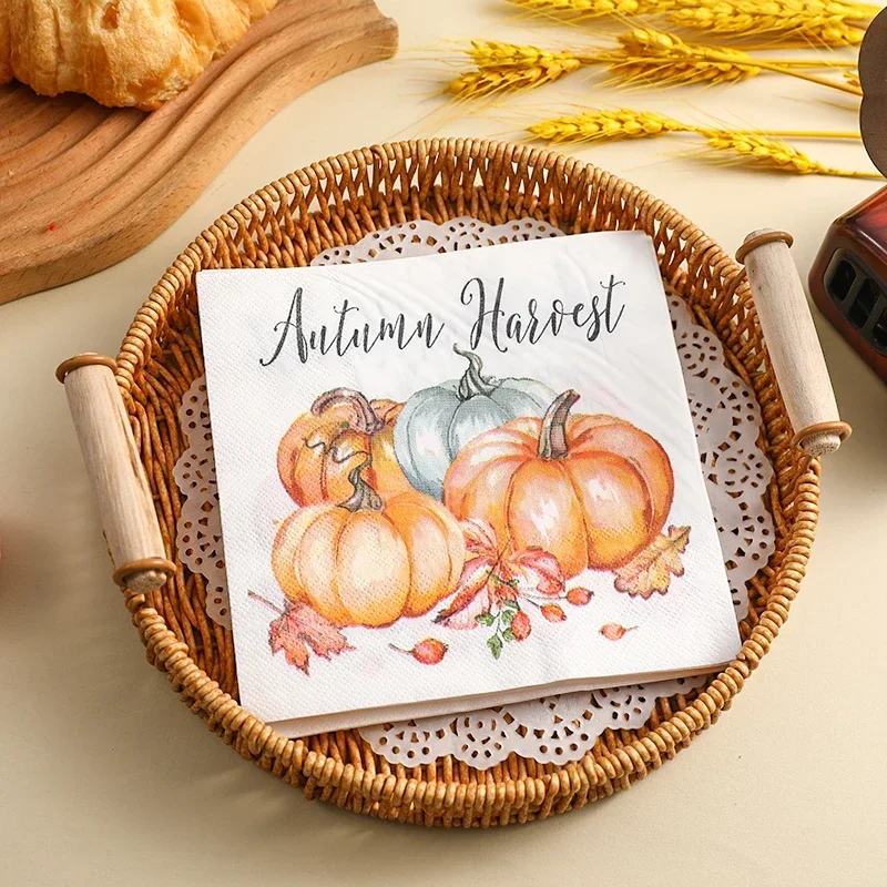 10/20pcs 33cm 2Ply Thanksgiving Pumpkin Colourful Paper Napkins Party Napkins Decorative Paper Placemats Butterfly Bartlet