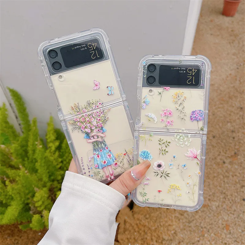 

For Samsung Galaxy Z Flip 4 3 Case Fresh Print Clear Soft Silicone Shockproof Protective TPU For Samsung Galaxy Z Flip4 3 Coque