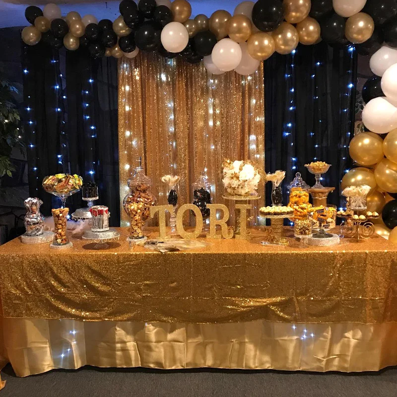 Glitter Sequin Table Cloth Rectangular Table Cover Rose Gold Tablecloth For Wedding Birthday Party Home Decoration Custom Size 5